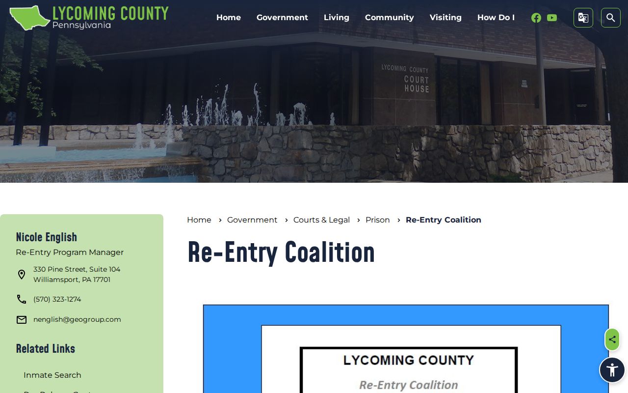 Lycoming County Re-Entry Coalition resource after inmate release